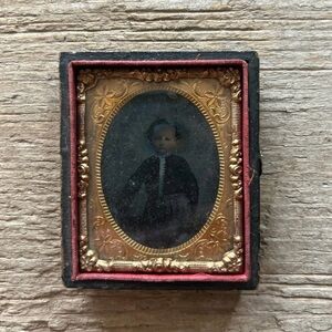 Antique Gold Framed Ambrotype in Half Case